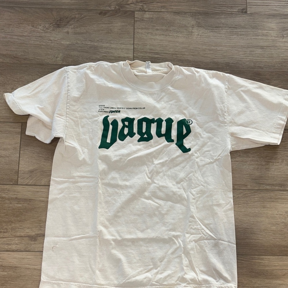 Vague Streetwear Puff Print Tee Double Sided Beige / Green size medium